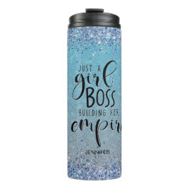 Blue Glitzer Girl Boss Name Gebäude Empire Thermosbecher