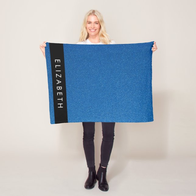 Blue Glitzer, Glitzer Hintergrund, Ihr Name Fleecedecke (Beispiel)