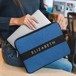 Blue Glitzer, Glitzer Hintergrund, Ihr Name Laptopschutzhülle