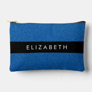 Blue Glitzer, Glitzer Hintergrund, Ihr Name Zubehörtasche