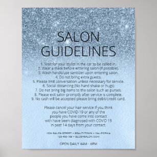 Blue Glitzer Hair Salon Covid Gesundheit Sicherhei Poster