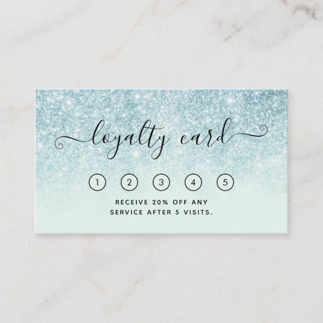 Blue Glitzer Hair Salon Loyalty-Card mit Logo Visitenkarte (Vorderseite)