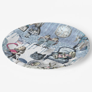 Blue Glitzer Ice Alice im Wunderland Pappteller