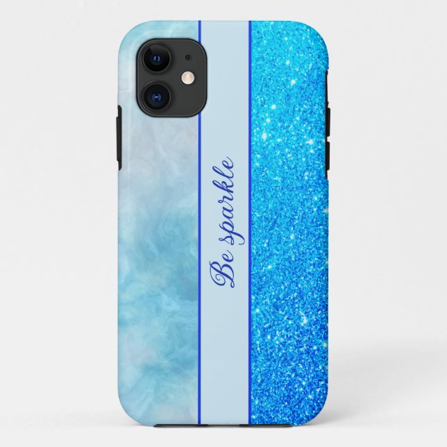 Blue Glitzer - iPhone Case aus Marmor (Rückseite)