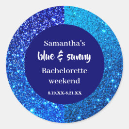Blue Glitzer Junggeselinnen-Abschied Runder Aufkleber