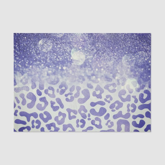 Blue Glitzer Leopard Print Seidenpapier (Vorderseite)