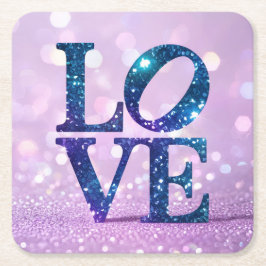 Blue Glitzer LIEBE Lavender Untersetzer Set