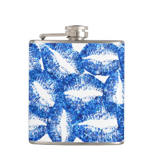 Blue Glitzer Lips #2 Flachmann
