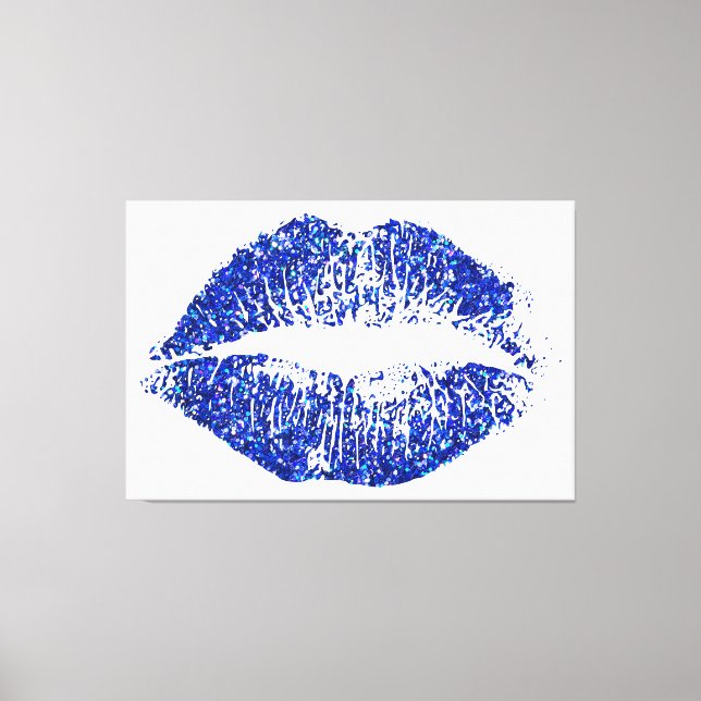Blue Glitzer Lips #2 Leinwanddruck (Vorderseite)