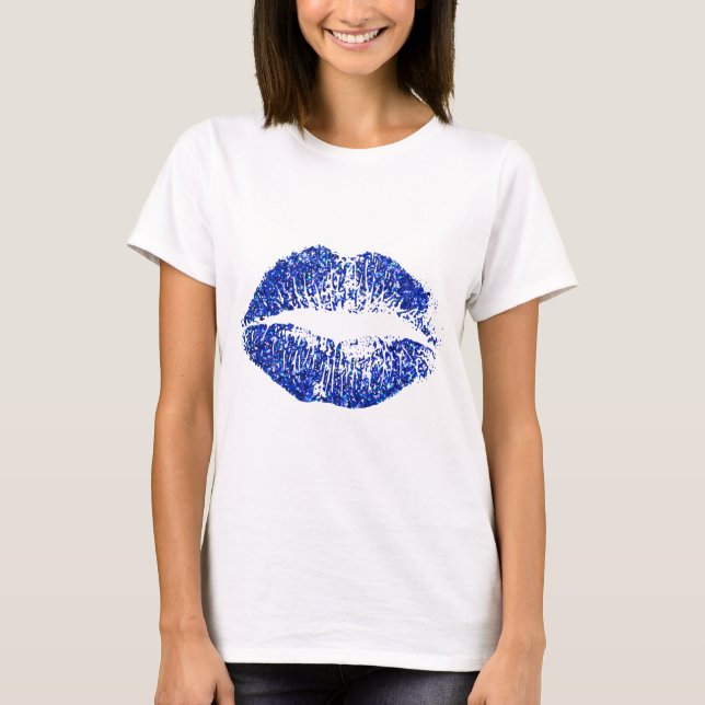 Blue Glitzer Lips #2 T-Shirt (Vorderseite)