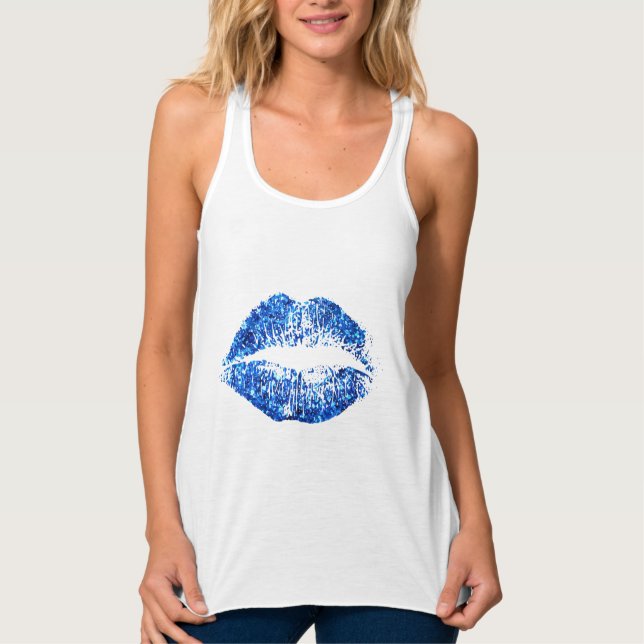 Blue Glitzer Lips #2 Tank Top (Vorderseite)