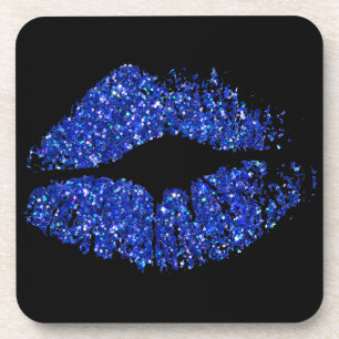 Blue Glitzer Lips Getränkeuntersetzer