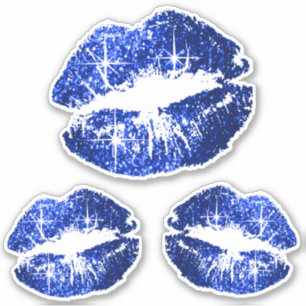 Blue Glitzer Lips - Kiss Cut Aufkleber