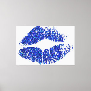 Blue Glitzer Lips Leinwanddruck