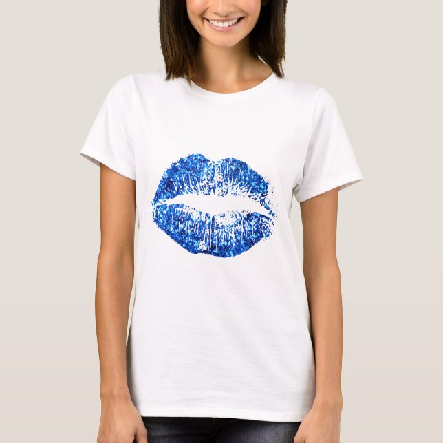 Blue Glitzer Lips T-Shirt (Vorderseite)