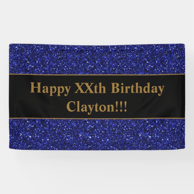 Blue Glitzer mit Message Birthday Banner (Horizontal)
