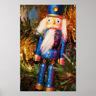Blue Glitzer Nutcracker Soldat Weihnachtsschmuck Poster