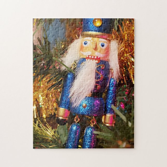 Blue Glitzer Nutcracker Soldat Weihnachtsschmuck Puzzle (Vertikal)