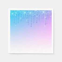 Blue Glitzer Ombré Glam Glitzern Party Serviette