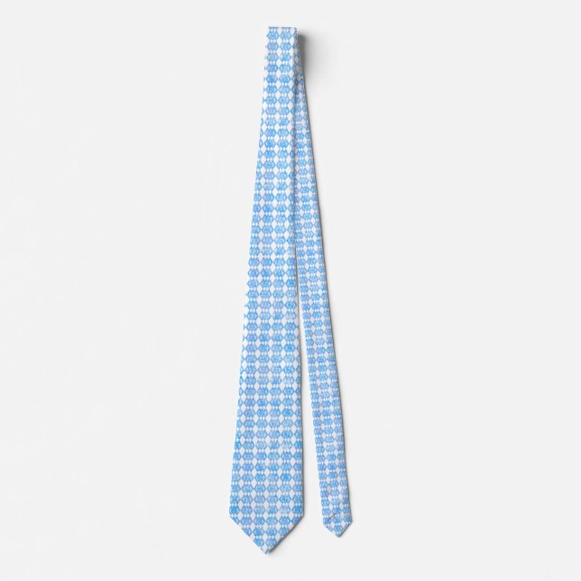 Blue Glitzer Overlap Diamond Pattern Krawatte (Vorderseite)