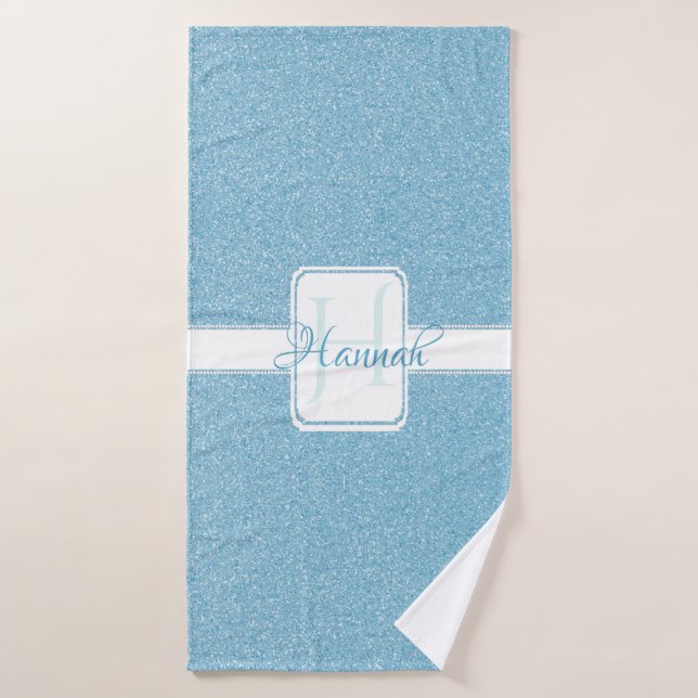 Blue Glitzer Personalisiert Badetücher Badhandtuch Set (Badehandtuch)