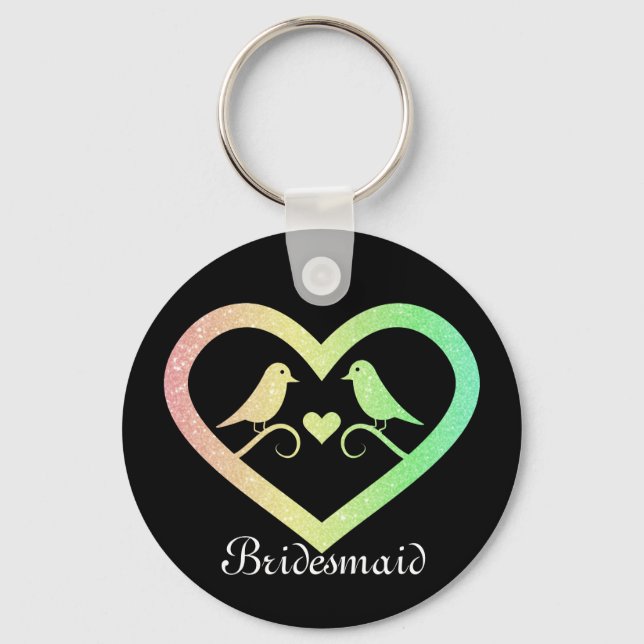 Blue Glitzer Personalisiert Bridesmaid Schlüsselanhänger (Vorderseite)