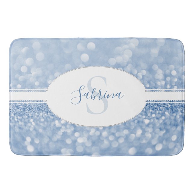 Blue Glitzer Personalize Bath Mat Badematte (Vorderseite)