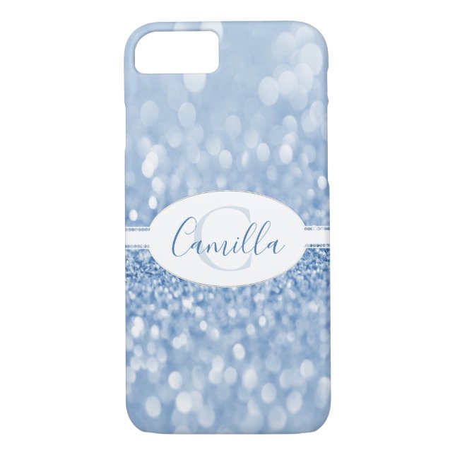 Blue Glitzer Personalize Case-Mate iPhone Case (Rückseite)