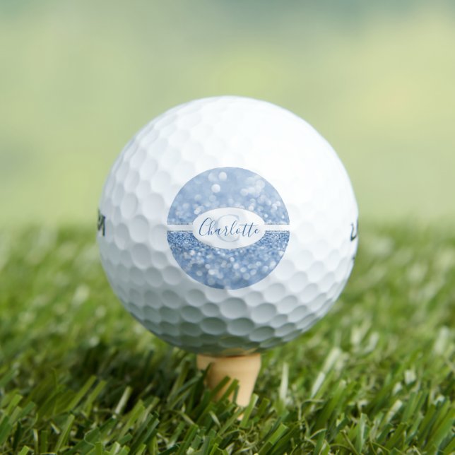 Blue Glitzer Personalize Golf Balls Golfball (Insitu T-Shirt)