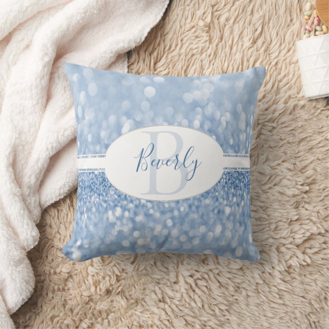 Blue Glitzer Personalize Throw Pillow Kissen (Decke)