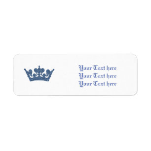 Blue Glitzer Royal Crown Prince Address Labels