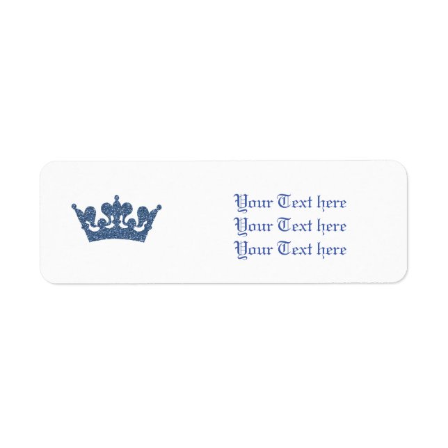 Blue Glitzer Royal Crown Prince Address Labels (Vorne)