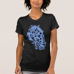 Blue Glitzer Seepferd Butterfly T-Shirt