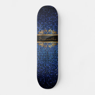 Blue Glitzer Sequin Disco Glitz Comp Skateboard
