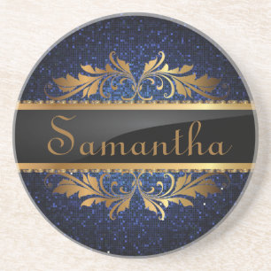 Blue Glitzer Sequin Disco Glitz Muster Untersetzer