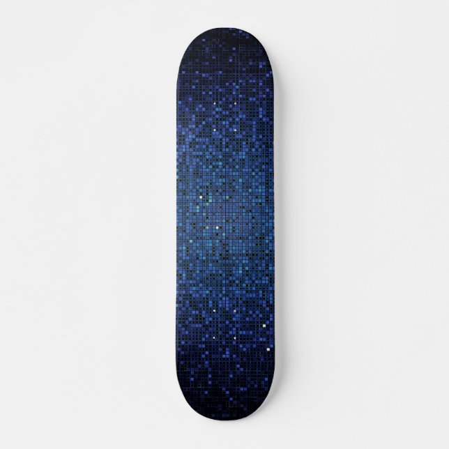Blue Glitzer Sequin Disco Old School Skateboard (Vorne)
