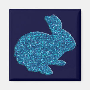 Blue Glitzer Silhouette Osterfest Bunny Magnet