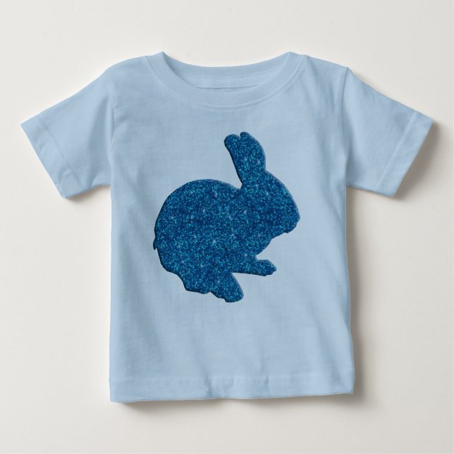 Blue Glitzer Silhouette Osterfest Sonniges Shirt (Vorderseite)
