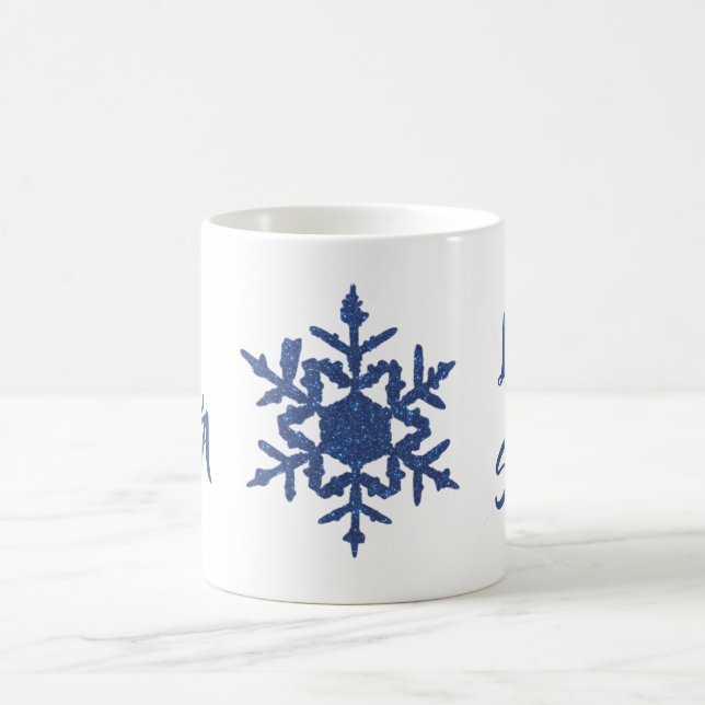 Blue Glitzer Snowflake Custom City Lassen Sie es S Kaffeetasse (Mittel)