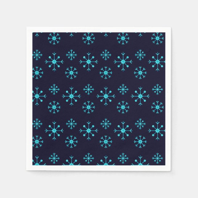 Blue Glitzer Snowflakes Napkins Serviette (Vorderseite)