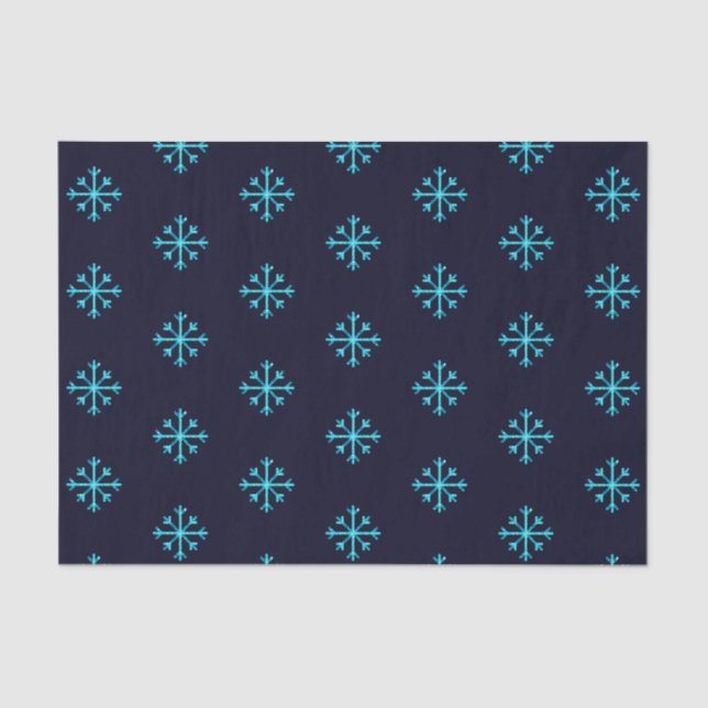 Blue Glitzer Snowflakes Seidenpapier (Vorderseite)