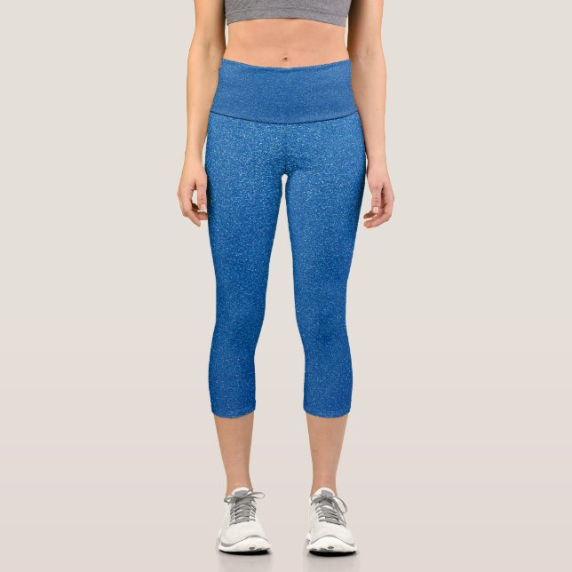 Blue Glitzer, Sparkle, Glitzer Hintergrund Capri Leggings (Vorderseite)