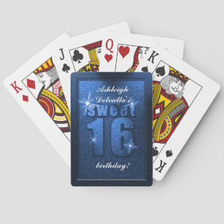 Blue Glitzer Sweet 16 Birthday Playing Cards Spielkarten