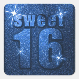 Blue Glitzer Sweet 16 Geburtstagsparty Stickers