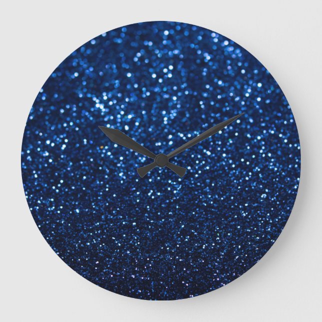 Blue Glitzer Texture Festivals Sparkor Große Wanduhr (Vorderseite)