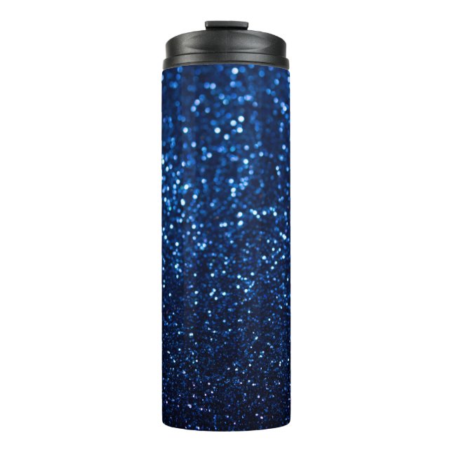 Blue Glitzer Texture Festivals Sparkor Thermosbecher (Vorderseite)