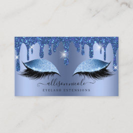 Blue Glitzer Tropfen Metallic Foil Eyelash Visitenkarte