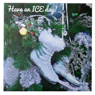 Blue Glitzer und Fur Ice Skate auf Weihnachtsbaum Fliese