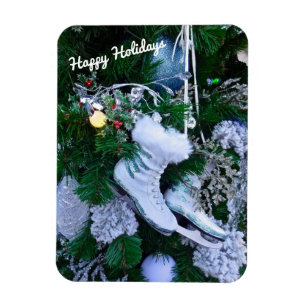 Blue Glitzer und Fur Ice Skate auf Weihnachtsbaum Magnet