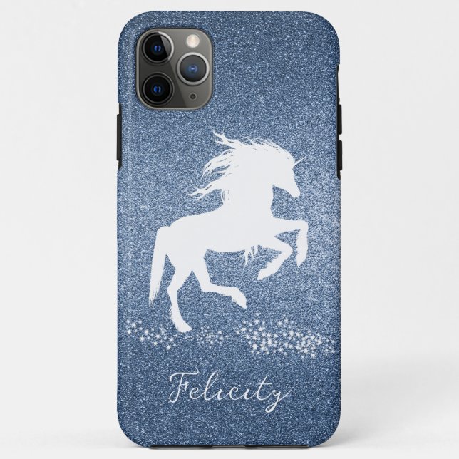 Blue Glitzer Unicorn Case-Mate iPhone Hülle (Rückseite)